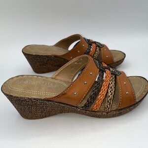 Women’s Patrizia Pitaya Multi-Strap Wedge Studded Slide Brown Women’s Sz 41 / 10
